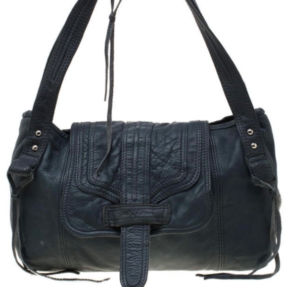 Zadig and Voltaire ZADIG & VOLTAIRE Black Leather Baguette Hippy Lave Hobo - Picture 1 of 8